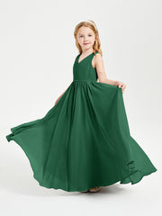 Chic Elegant Sleeveless Dresses for Junior Bridesmaids Dark Green