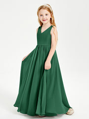 Chic Elegant Sleeveless Dresses for Junior Bridesmaids Dark Green