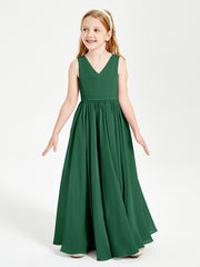 Chic Elegant Sleeveless Dresses for Junior Bridesmaids Dark Green