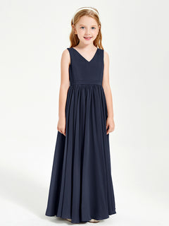 Chic Elegant Sleeveless Dresses for Junior Bridesmaids Dark Navy