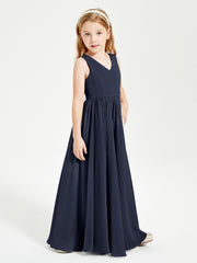 Chic Elegant Sleeveless Dresses for Junior Bridesmaids Dark Navy