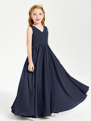 Chic Elegant Sleeveless Dresses for Junior Bridesmaids Dark Navy