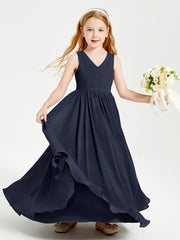 Chic Elegant Sleeveless Dresses for Junior Bridesmaids Dark Navy