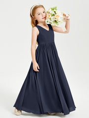 Chic Elegant Sleeveless Dresses for Junior Bridesmaids Dark Navy