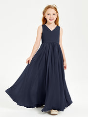 Chic Elegant Sleeveless Dresses for Junior Bridesmaids Dark Navy