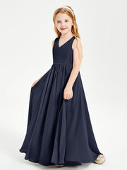 Chic Elegant Sleeveless Dresses for Junior Bridesmaids Dark Navy