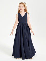 Chic Elegant Sleeveless Dresses for Junior Bridesmaids Dark Navy