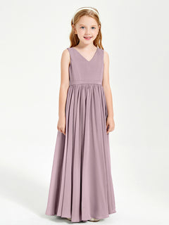 Chic Elegant Sleeveless Dresses for Junior Bridesmaids Dusk