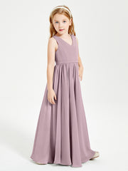 Chic Elegant Sleeveless Dresses for Junior Bridesmaids Dusk