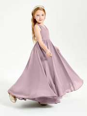 Chic Elegant Sleeveless Dresses for Junior Bridesmaids Dusk