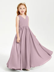 Chic Elegant Sleeveless Dresses for Junior Bridesmaids Dusk