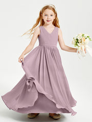 Chic Elegant Sleeveless Dresses for Junior Bridesmaids Dusk