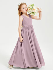 Chic Elegant Sleeveless Dresses for Junior Bridesmaids Dusk