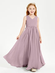 Chic Elegant Sleeveless Dresses for Junior Bridesmaids Dusk