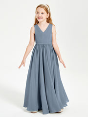 Chic Elegant Sleeveless Dresses for Junior Bridesmaids Dusty Blue
