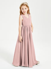 Chic Elegant Sleeveless Dresses for Junior Bridesmaids Dusty Rose