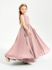 Chic Elegant Sleeveless Dresses for Junior Bridesmaids Dusty Rose