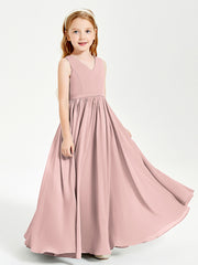 Chic Elegant Sleeveless Dresses for Junior Bridesmaids Dusty Rose
