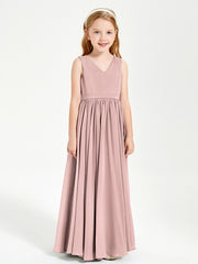 Chic Elegant Sleeveless Dresses for Junior Bridesmaids Dusty Rose
