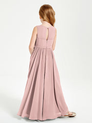 Chic Elegant Sleeveless Dresses for Junior Bridesmaids Dusty Rose