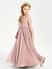 Chic Elegant Sleeveless Dresses for Junior Bridesmaids Dusty Rose