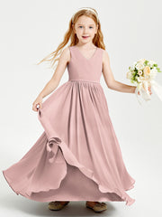 Chic Elegant Sleeveless Dresses for Junior Bridesmaids Dusty Rose
