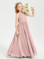 Chic Elegant Sleeveless Dresses for Junior Bridesmaids Dusty Rose
