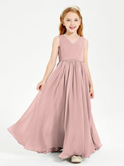 Chic Elegant Sleeveless Dresses for Junior Bridesmaids Dusty Rose