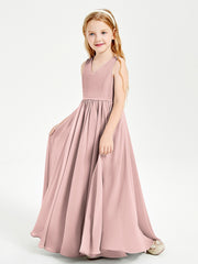 Chic Elegant Sleeveless Dresses for Junior Bridesmaids Dusty Rose