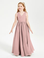 Chic Elegant Sleeveless Dresses for Junior Bridesmaids Dusty Rose