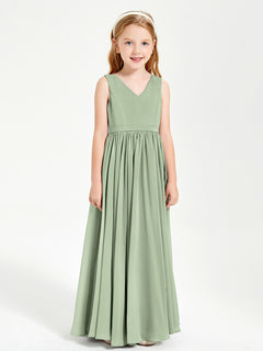 Chic Elegant Sleeveless Dresses for Junior Bridesmaids Dusty Sage