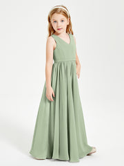 Chic Elegant Sleeveless Dresses for Junior Bridesmaids Dusty Sage