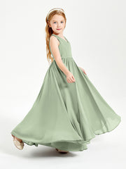 Chic Elegant Sleeveless Dresses for Junior Bridesmaids Dusty Sage