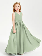 Chic Elegant Sleeveless Dresses for Junior Bridesmaids Dusty Sage