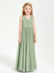 Chic Elegant Sleeveless Dresses for Junior Bridesmaids Dusty Sage