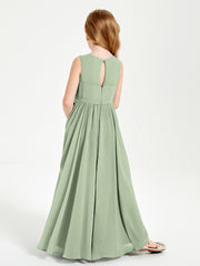 Chic Elegant Sleeveless Dresses for Junior Bridesmaids Dusty Sage
