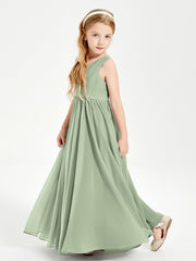 Chic Elegant Sleeveless Dresses for Junior Bridesmaids Dusty Sage