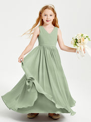 Chic Elegant Sleeveless Dresses for Junior Bridesmaids Dusty Sage