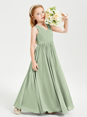 Chic Elegant Sleeveless Dresses for Junior Bridesmaids Dusty Sage