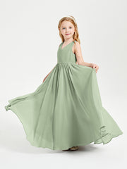 Chic Elegant Sleeveless Dresses for Junior Bridesmaids Dusty Sage