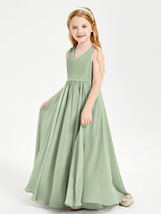 Chic Elegant Sleeveless Dresses for Junior Bridesmaids Dusty Sage