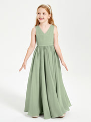 Chic Elegant Sleeveless Dresses for Junior Bridesmaids Dusty Sage
