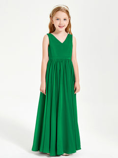 Chic Elegant Sleeveless Dresses for Junior Bridesmaids Emerald