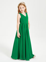 Chic Elegant Sleeveless Dresses for Junior Bridesmaids Emerald
