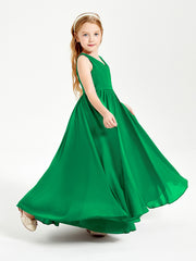 Chic Elegant Sleeveless Dresses for Junior Bridesmaids Emerald
