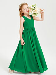 Chic Elegant Sleeveless Dresses for Junior Bridesmaids Emerald