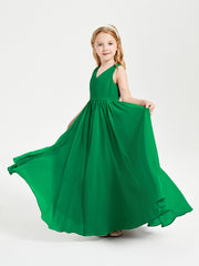 Chic Elegant Sleeveless Dresses for Junior Bridesmaids Emerald