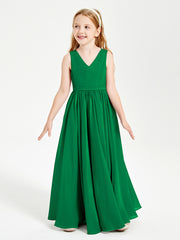 Chic Elegant Sleeveless Dresses for Junior Bridesmaids Emerald