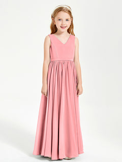 Chic Elegant Sleeveless Dresses for Junior Bridesmaids Flamingo