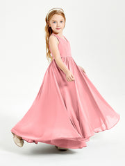 Chic Elegant Sleeveless Dresses for Junior Bridesmaids Flamingo